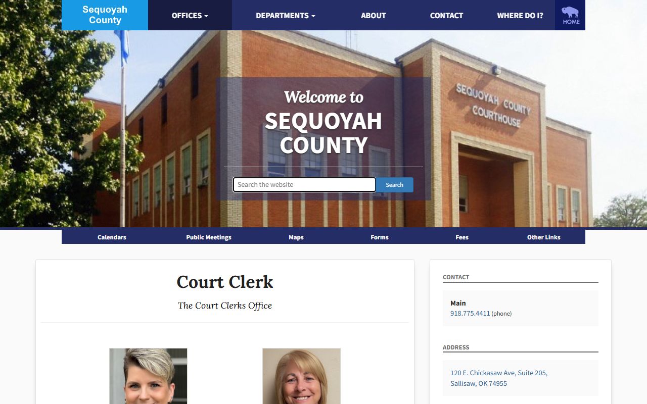 Sequoyah County court records Court Clerk office page